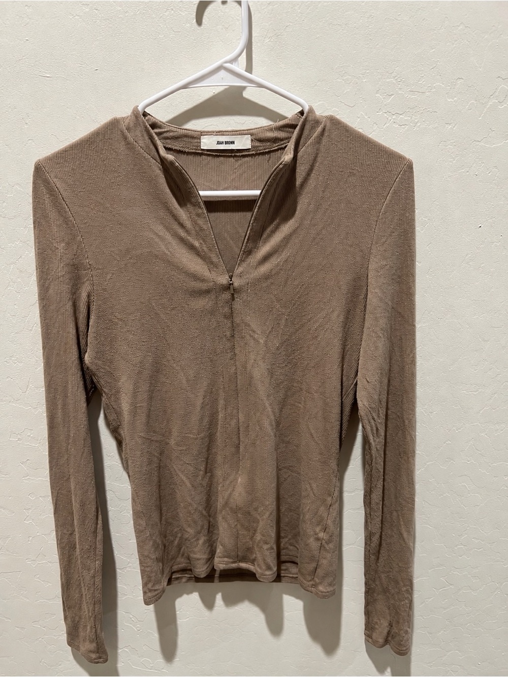Joah Brown Invisible Zip Long Sleeve - Taupe Flexrib M/L